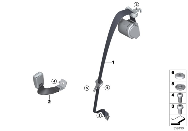 2016 BMW M4 Safety Belt Rear Diagram