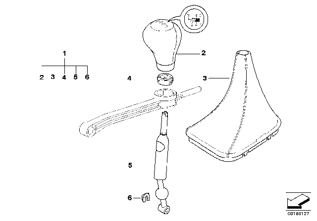 2002 BMW M3 Installing Set Gear Lever Kinematic Diagram for 25110430358