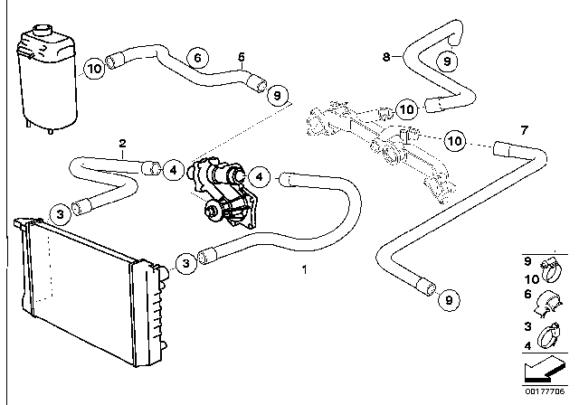 1998 BMW 740i Cooling System - Water Hoses Diagram 2