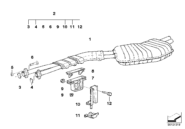 1999 BMW M3 Set Of Add-On Parts, Silencer Diagram for 18210146064