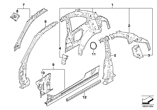 2013 BMW 128i C-Pillar Reinforcement, Left Diagram for 41212996573