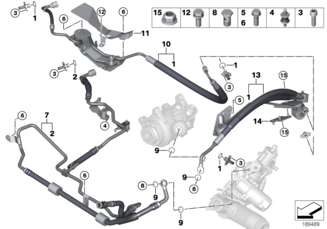 2010 BMW X5 Power Steering, Fluid Lines / Adaptive Drive Diagram 2