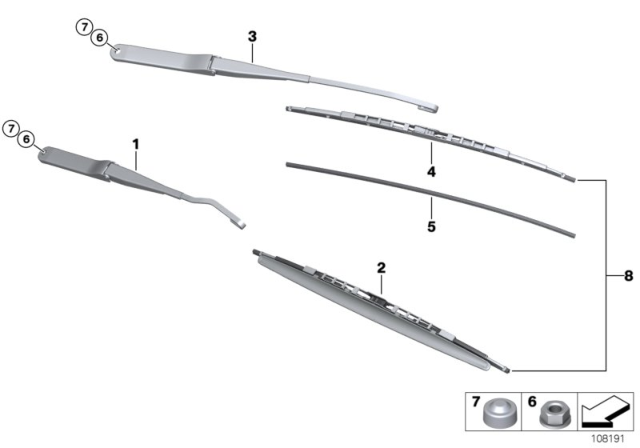 2006 BMW Z4 Wiper Arm / Wiper Blade Diagram