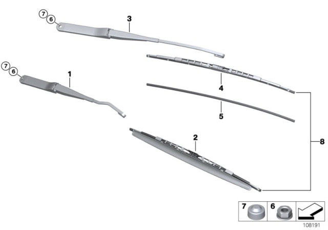 2005 BMW Z4 Windshield Wiper Arm Passenger Side Diagram for 61617198674