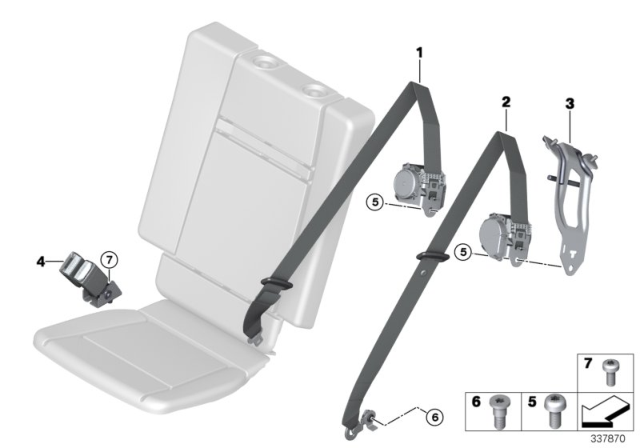 2014 BMW X5 Rear Upper Left Seat Belt Diagram for 72117348897