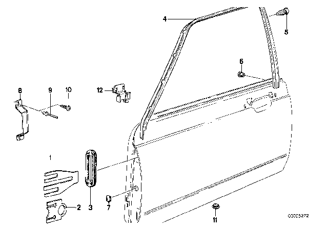 1985 BMW 735i Hinge Spacer Diagram for 41511921009