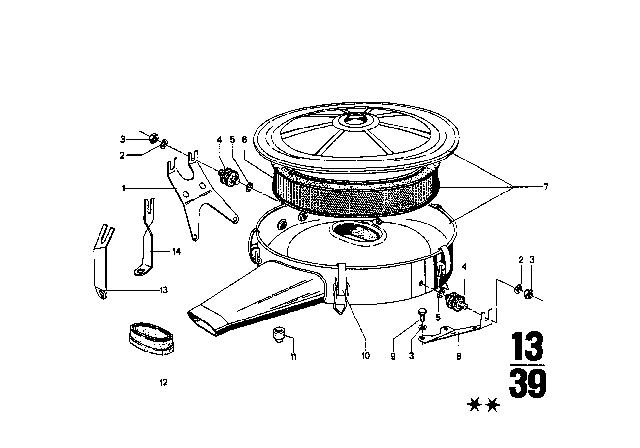 1968 BMW 2002 Air Filter Element Diagram for 13721258270