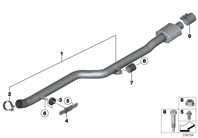 2015 BMW X4 Front Silencer Exhaust Pipe Diagram for 18307646097