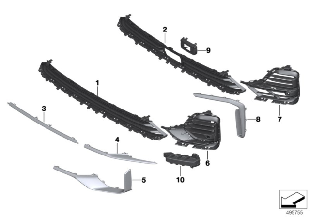 2019 BMW X7 Grill, Center Lower Diagram for 51117423098