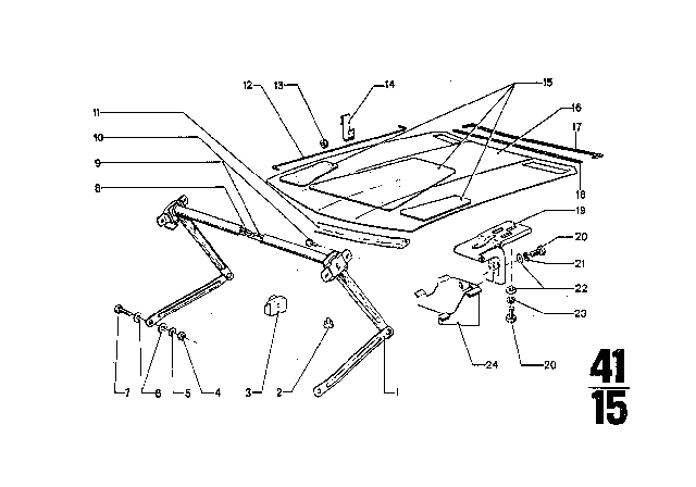 1971 BMW 3.0CS Hood Diagram for 41611817984