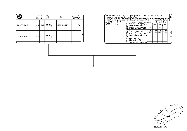 1998 BMW Z3 Label "Tire Pressure" Diagram