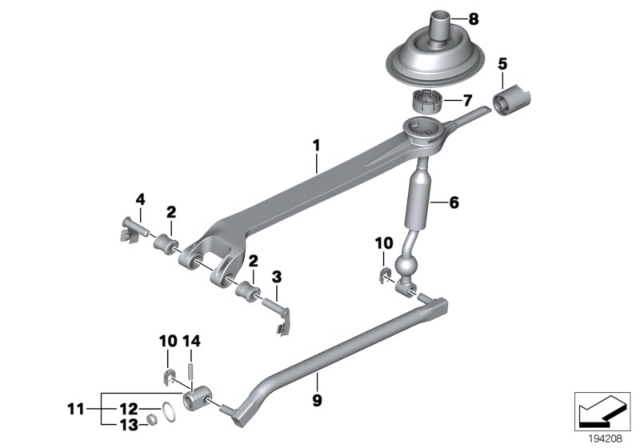 2011 BMW Z4 Shift Lever Diagram for 25117584544