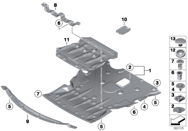 2014 BMW 228i Underbonnet Screen Diagram 1