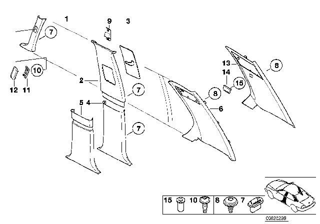 2000 BMW 740iL Trim Panel Diagram