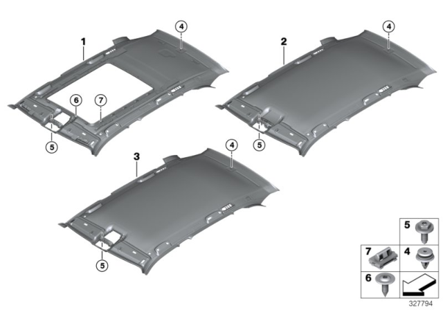 2018 BMW X5 Headlining Panoramic Roof Diagram for 51448058899