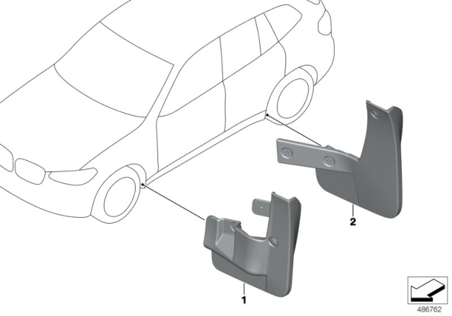 2018 BMW X3 Mud Flaps Diagram