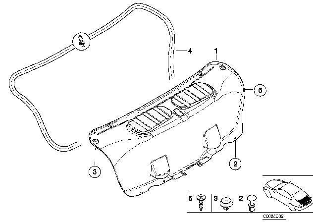 2004 BMW 325Ci Trim Panel, Rear Trunk / Trunk Lid Diagram 2