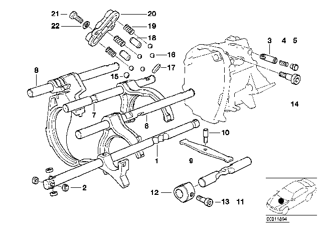 2002 BMW 325Ci Inner Gear Shifting Parts (S5D) Diagram 2