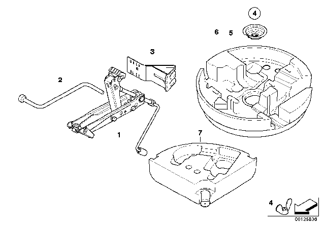 2010 BMW M6 Tool Kit / Lifting Jack Diagram