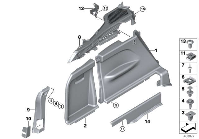 2018 BMW X5 Trunk Trim Panel Diagram 2