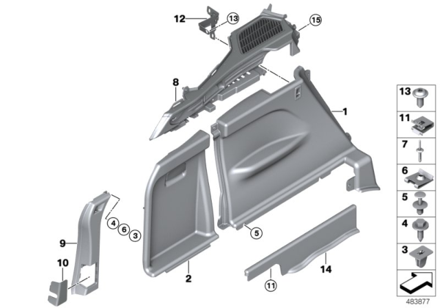 2017 BMW X5 Trunk Trim Panel Diagram 2