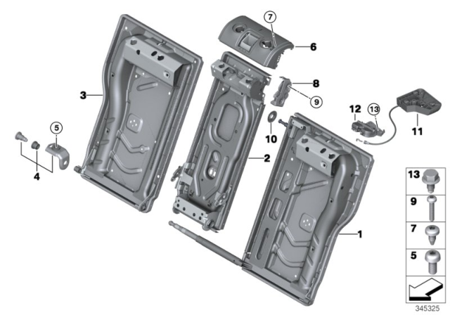 2018 BMW M240i xDrive Seat, Rear, Seat Frame Diagram 2