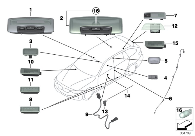 2015 BMW 328i xDrive Various Lamps Diagram