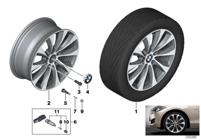 2020 BMW M240i BMW LA Wheel, V-Spoke Diagram