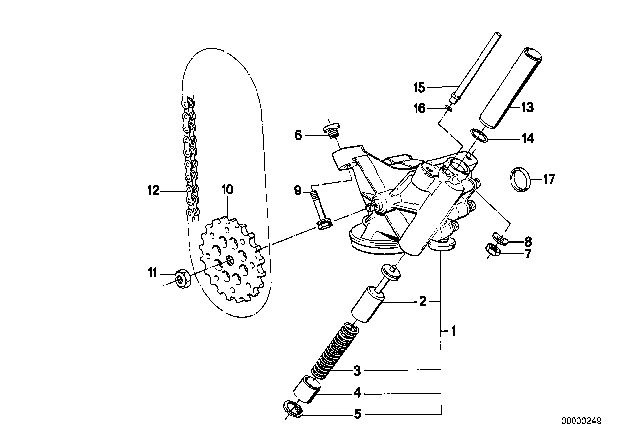 1994 BMW 850CSi Lubrication System / Oil Pump With Drive Diagram