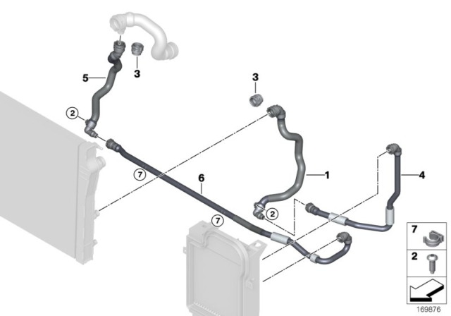 2009 BMW X6 Cooling System - Water Hoses Diagram 2