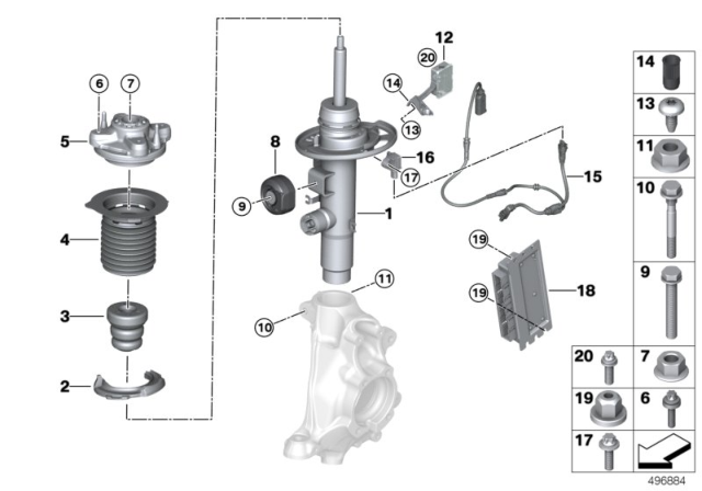 2020 BMW 330i HOLDER FOR VARIABLE DAMPER C Diagram for 37106891977