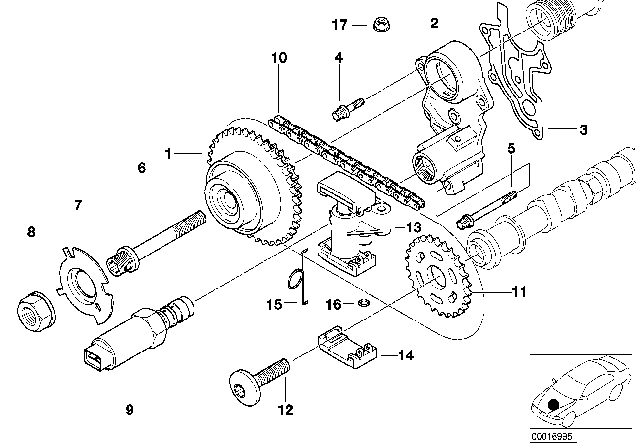 1998 BMW 740iL Upper Engine Timing Chain Diagram for 11311747437
