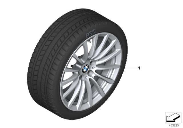 2018 BMW 530e Winter Wheel With Tire Multi-Spoke Diagram 1