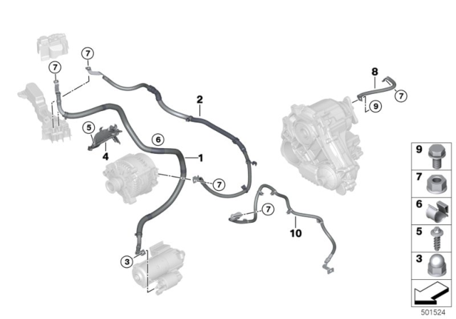 2020 BMW X3 Alternator Cable Ground Cable Diagram