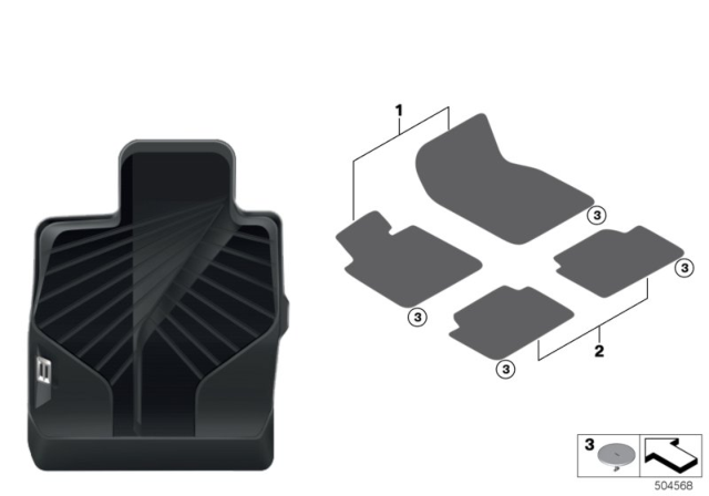 2019 BMW M850i xDrive Floor Mats Diagram