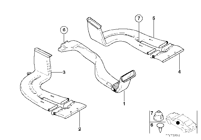 2003 BMW X5 Rear Heater Duct Diagram for 64228402282