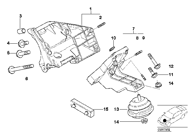 2003 BMW Alpina V8 Roadster Engine Mount Left Diagram for 22127832833