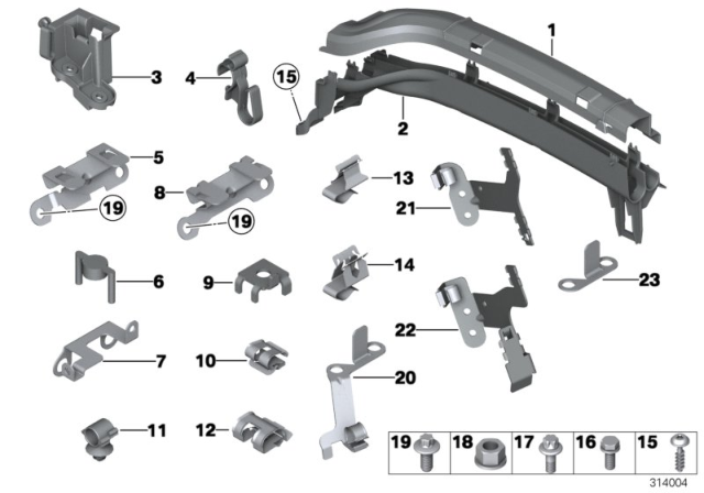 2014 BMW 640i xDrive Gran Coupe Cable Harness Fixings Diagram