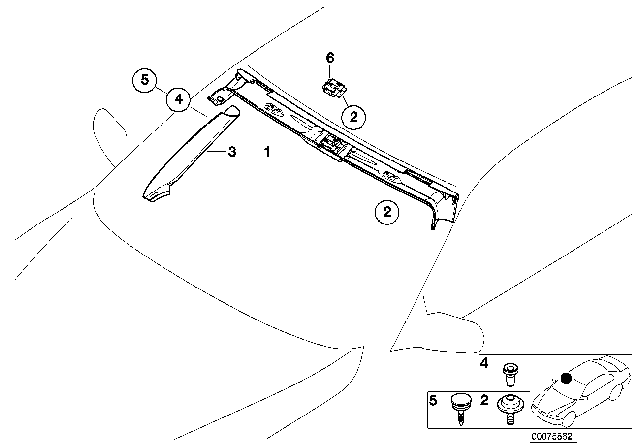 2003 BMW Alpina V8 Roadster Trim Panel / Interior Windscreen Panel Diagram