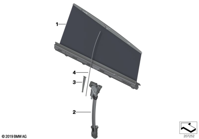 2012 BMW 550i GT Roller Sun Visor, Rear Door Diagram