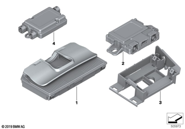 2017 BMW M6 Separate Component Telephony Wireless Charging Diagram