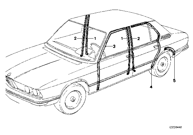 1979 BMW 528i Edge Protection Front Diagram for 51721817588