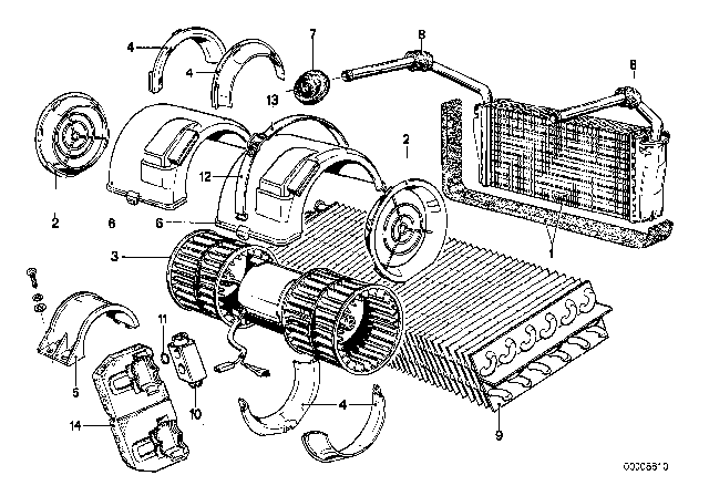 1983 BMW 733i Air Conditioning Unit Parts Diagram 3