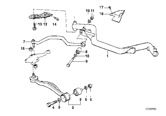 1995 BMW 525i Cross Member / Wishbone / Rod Diagram