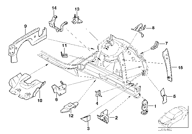 2005 BMW 745Li Front Body Bracket Diagram 1