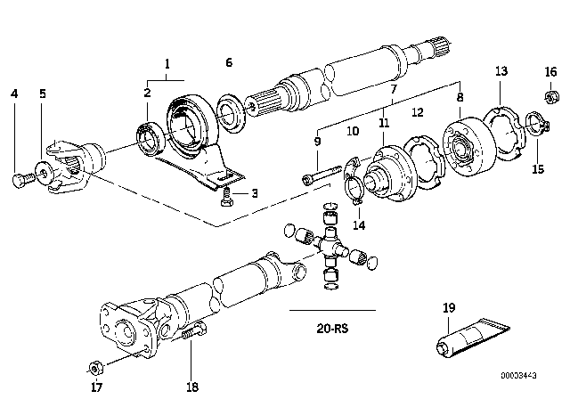1992 BMW 735iL Drive Shaft-Center Bearing-Constant Velocity Joint Diagram 2