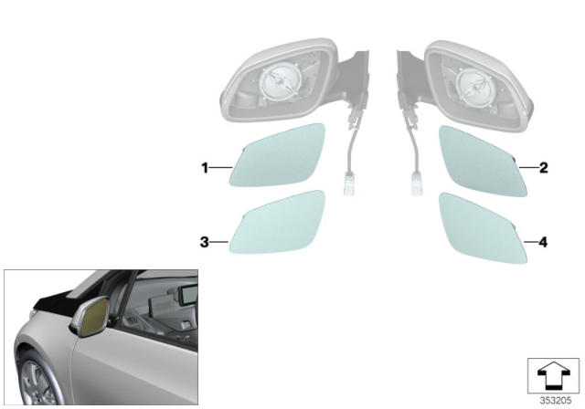 2020 BMW i3 Mirror Glass Diagram 1