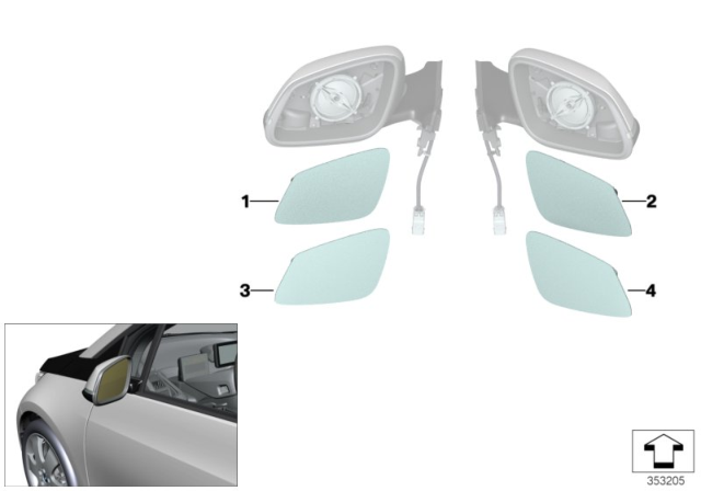 2018 BMW i3 Mirror Glass Diagram 1