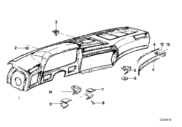 1980 BMW 733i Trim Panel Dashboard Diagram for 51451911698