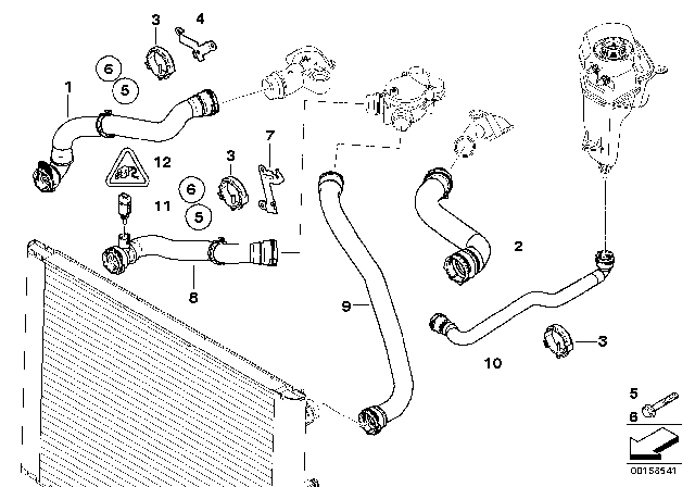 2007 BMW M5 Cooling System - Water Hoses Diagram